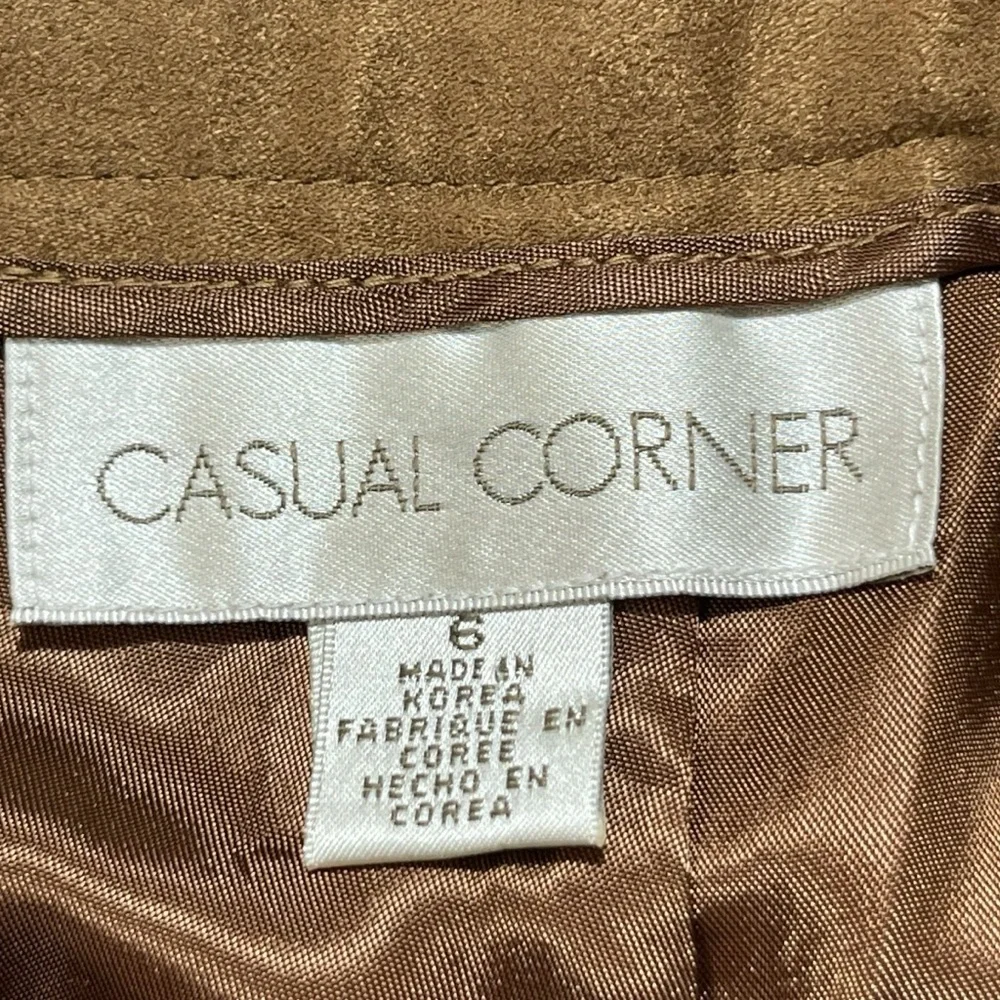Casual Corner Faux Suede Brown Straight Leg Pants Sz 6 Minimalist Workwear‎ Chic
